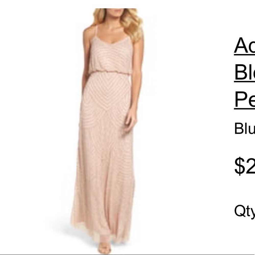 Adrianna Papell Embellished Blouson Gown in Blush